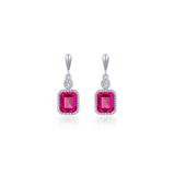 SS Lab Ruby & Simulated Diamond Earrings