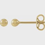 14k YG Ball Stud Earrings, Size: 3mm