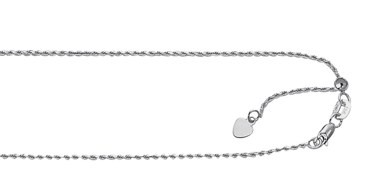 Silver 1.0mm Adjustable Rope Chain, Chain Length: 22 Inch