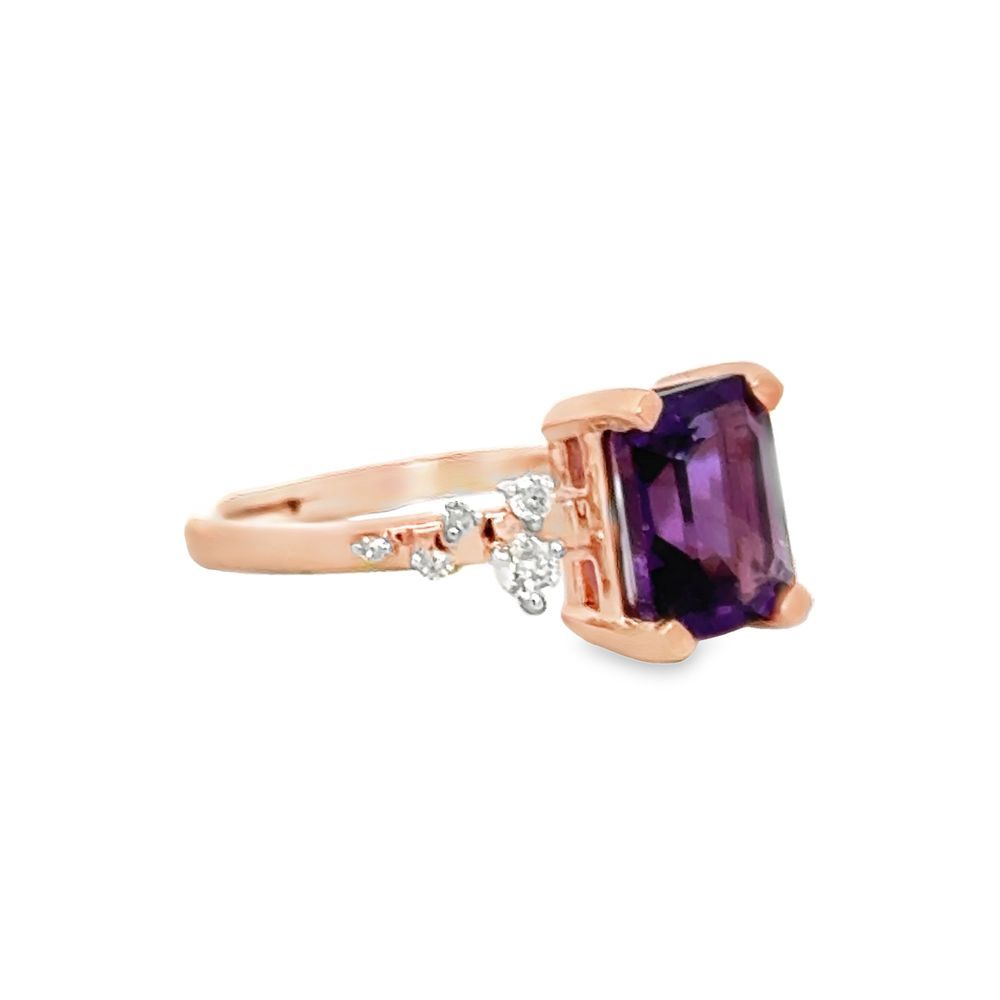 14k RG 0.15ct Diamond & 2.15ct Amethyst Ring