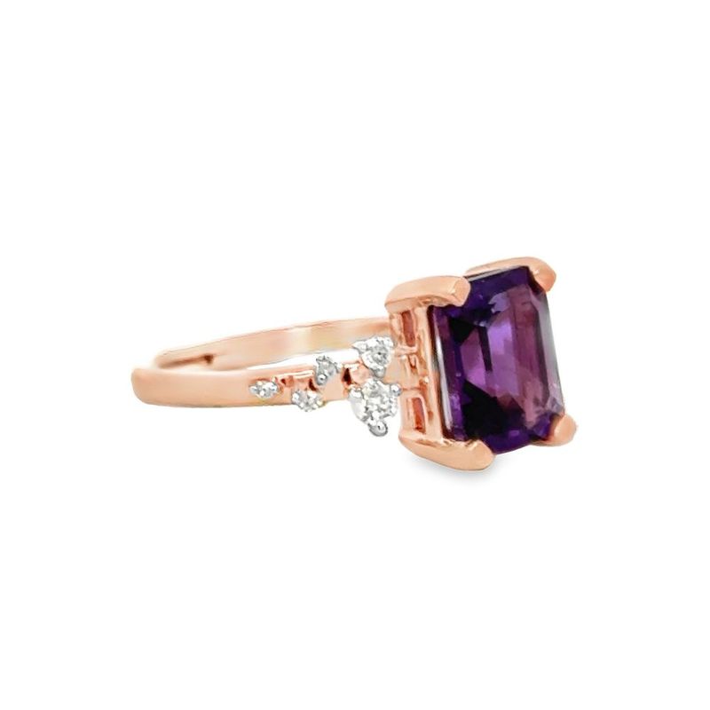 14k RG 0.15ct Diamond & 2.15ct Amethyst Ring