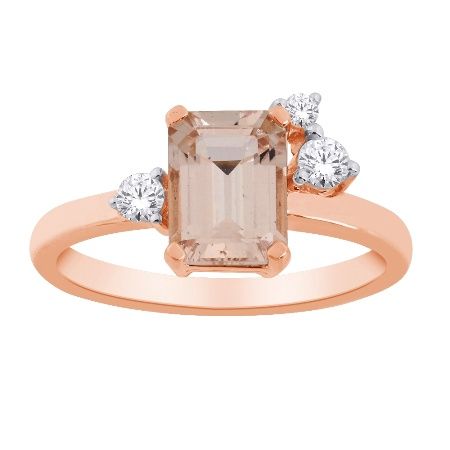 14k RG 1.70ct Morganite & 0.15ctw Diamond Ring