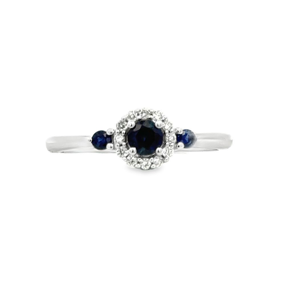 10k WG 0.20ctw Sapphire & 0.08ctw Diamond Ring
