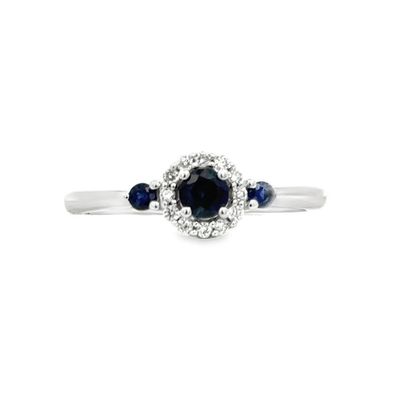 10k WG 0.20ctw Sapphire & 0.08ctw Diamond Ring