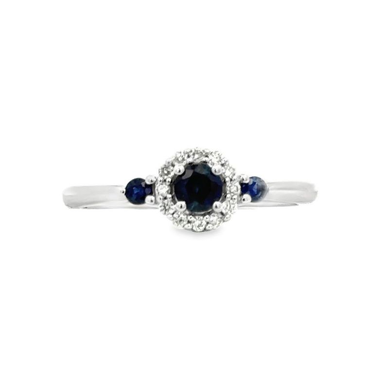 10k WG 0.20ctw Sapphire & 0.08ctw Diamond Ring