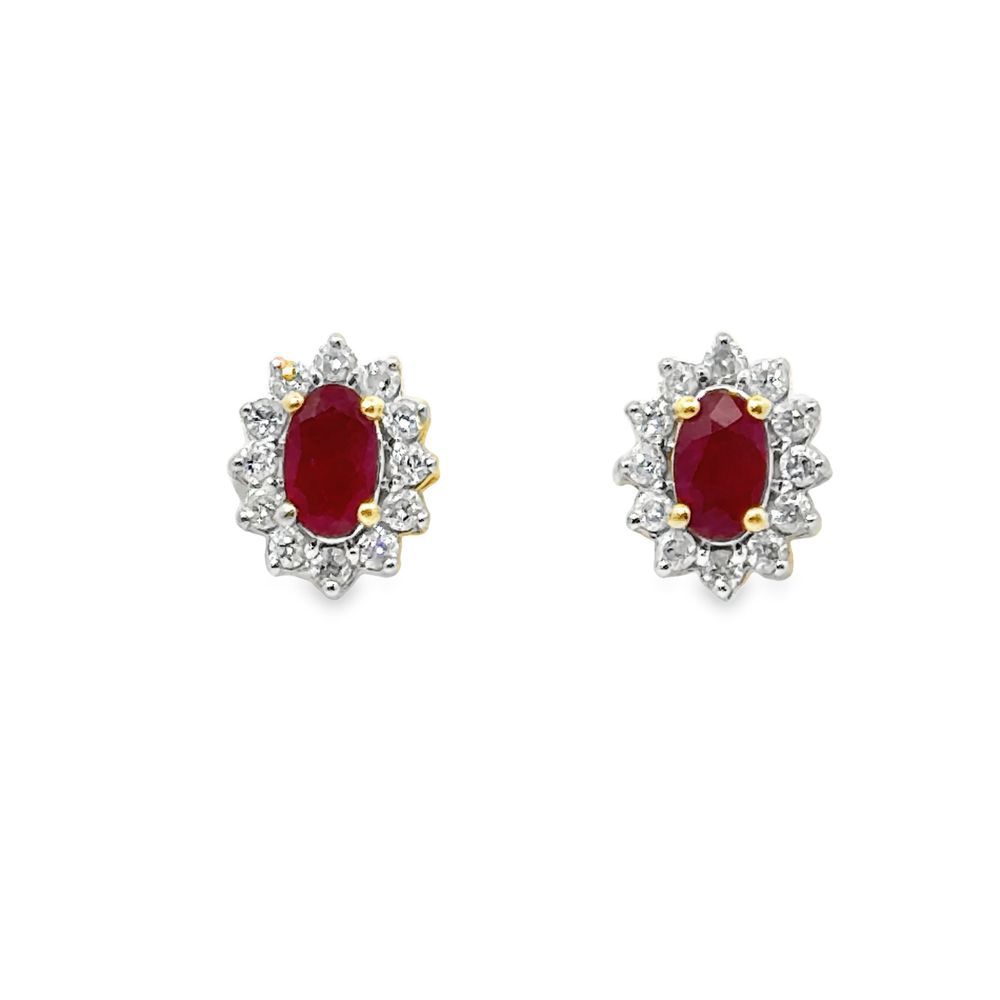 10k YG 0.60ctw Ruby & 0.20ctw Diamond Earrings