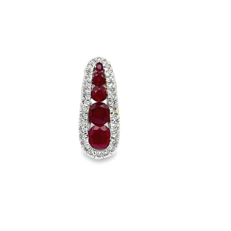 14k WG 0.45ctw Ruby & 0.08ctw Diamond Pendant