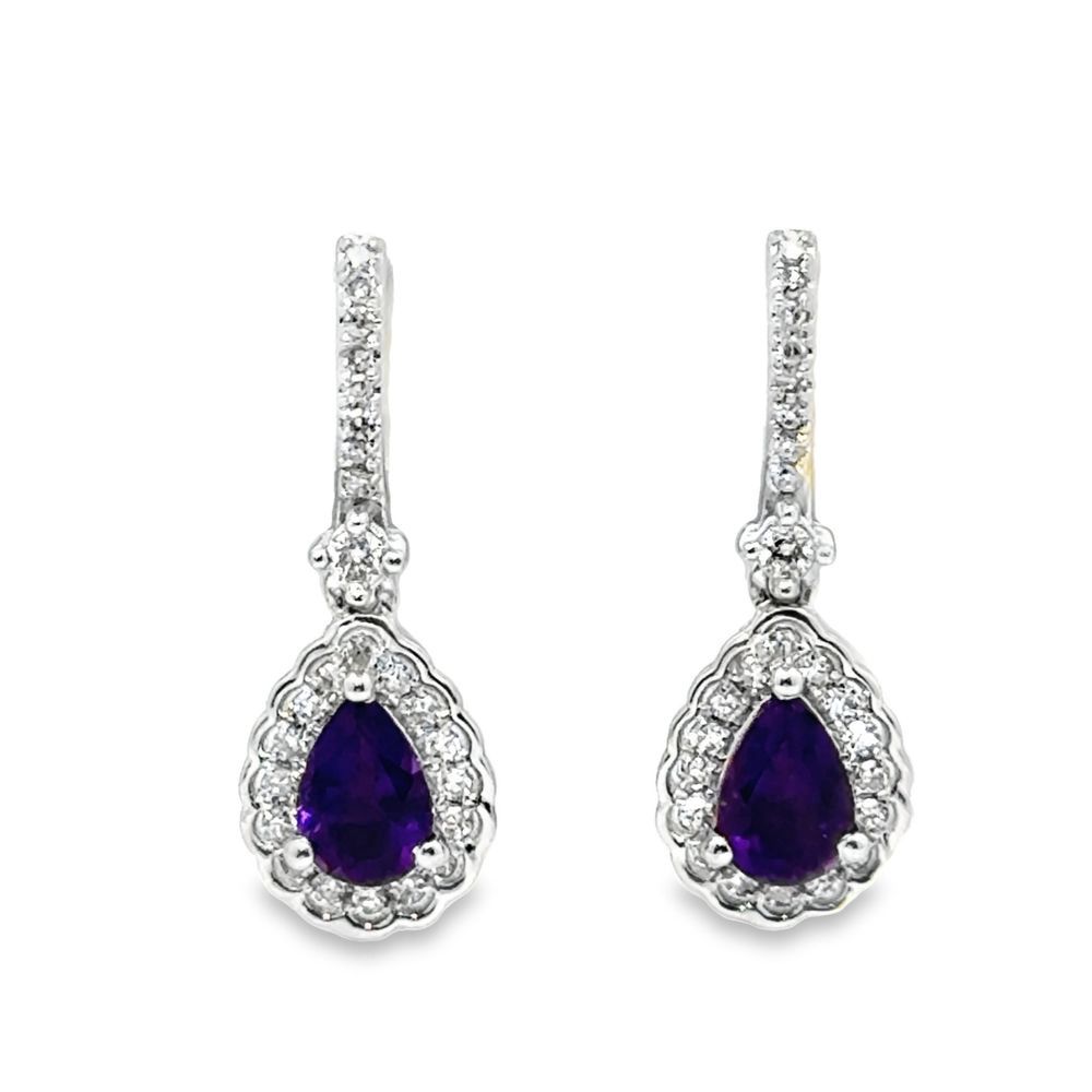 14k WG 0.75ctw Amethyst & 0.25ctw Diamond Earrings 14k WG 0.75ctw Amethyst & 0.25ctw Diamond Earrings