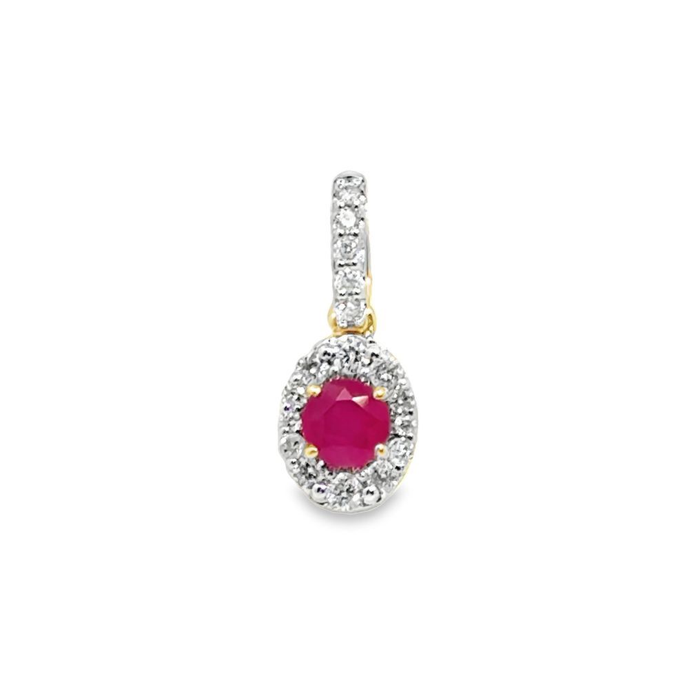 14k YG 0.30ct Ruby & 0.15ctw Diamond Pendant