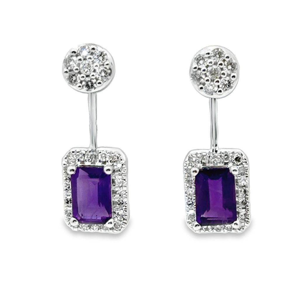 10k WG 1.10ctw Amethyst & 0.40ctw Diamond Earrings