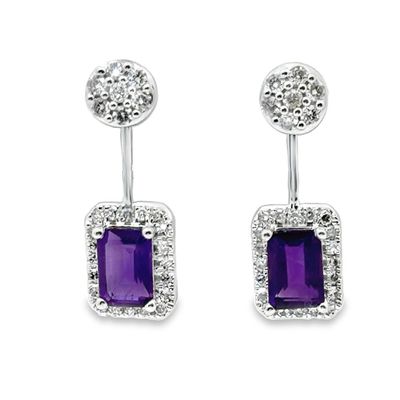 10k WG 1.10ctw Amethyst & 0.40ctw Diamond Earrings