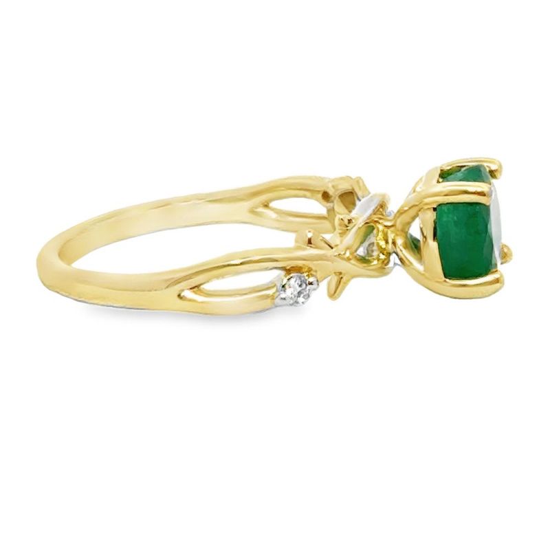 14k YG 2.25ct Emerald & 0.03ctw Diamond Ring