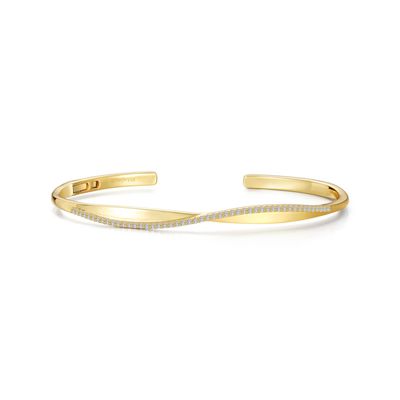 Gold Plated Sterling Silver Open Hinged Bangle Bracelet
