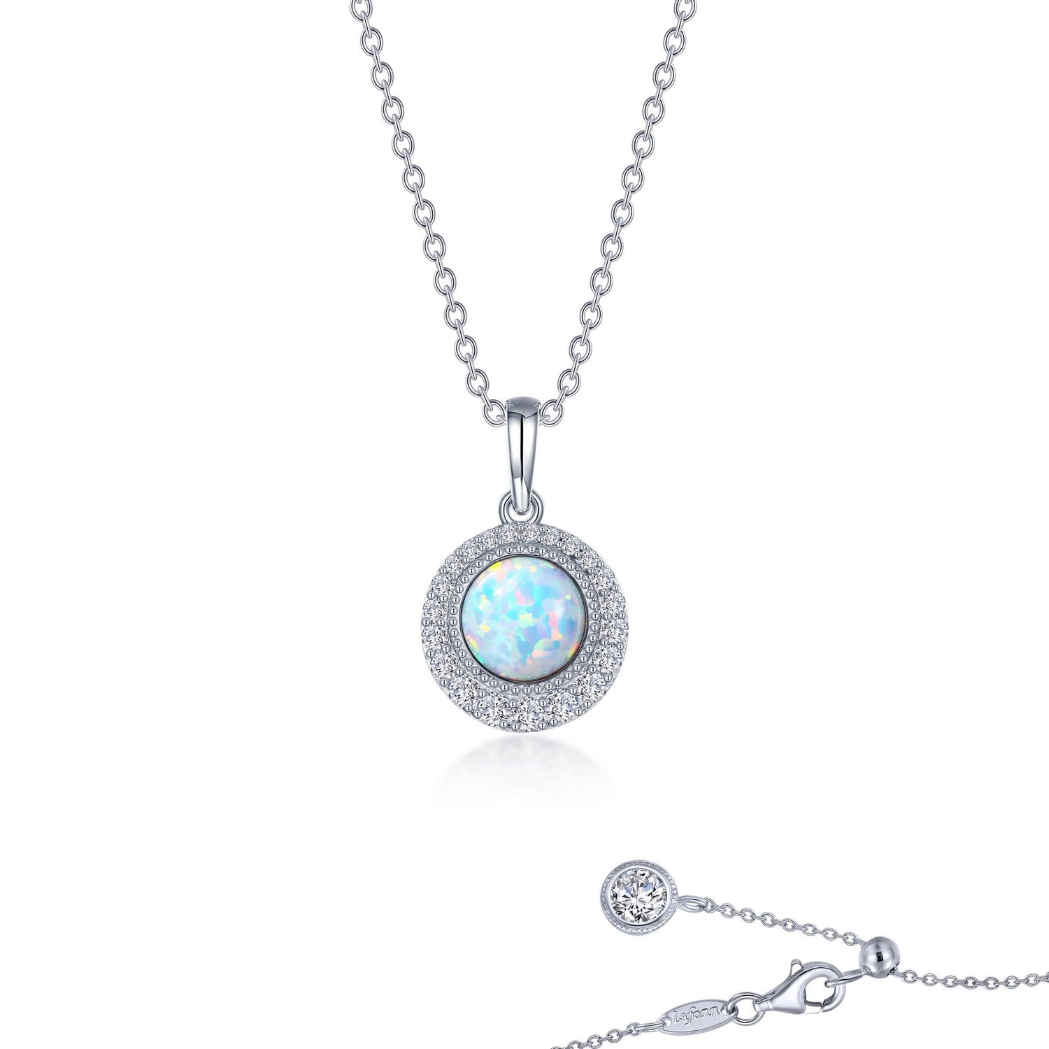SS Sim Opal & Diamond Halo Necklace