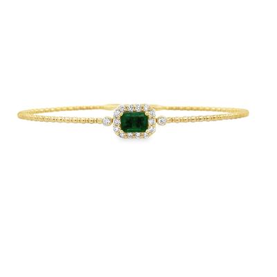 14k YG 0.90ct Emerald 0.41ctw Diamond Flex Bracelet