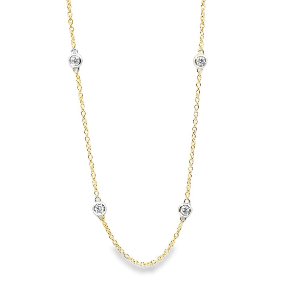 14k YW Gold 0.45ctw Station Necklace 20 14k YW Gold 0.45ctw Station Necklace 20"