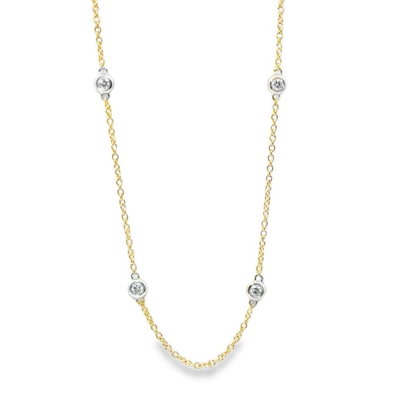 14k YW Gold 0.45ctw Station Necklace 20"