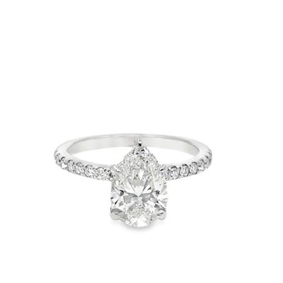 14k WG 2.30ctw Lab Diamond Pear Cut Engagement Ring