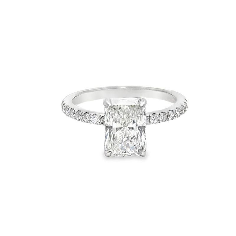 14k WG 2.30ctw Lab Diamond Emerald Cut Engagement Ring