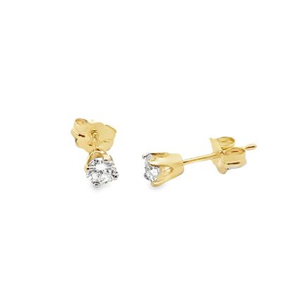 14k YG 0.33ctw Round Diamond Stud