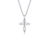 SS 0.74ctw Simulated Diamond Angel Wings Cross Necklace