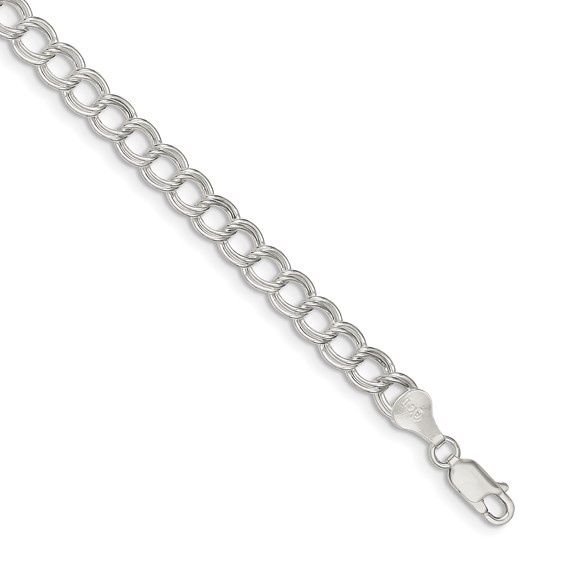 SS 6mm Double Link Charm Bracelet, Bracelet Length: 6 Inch