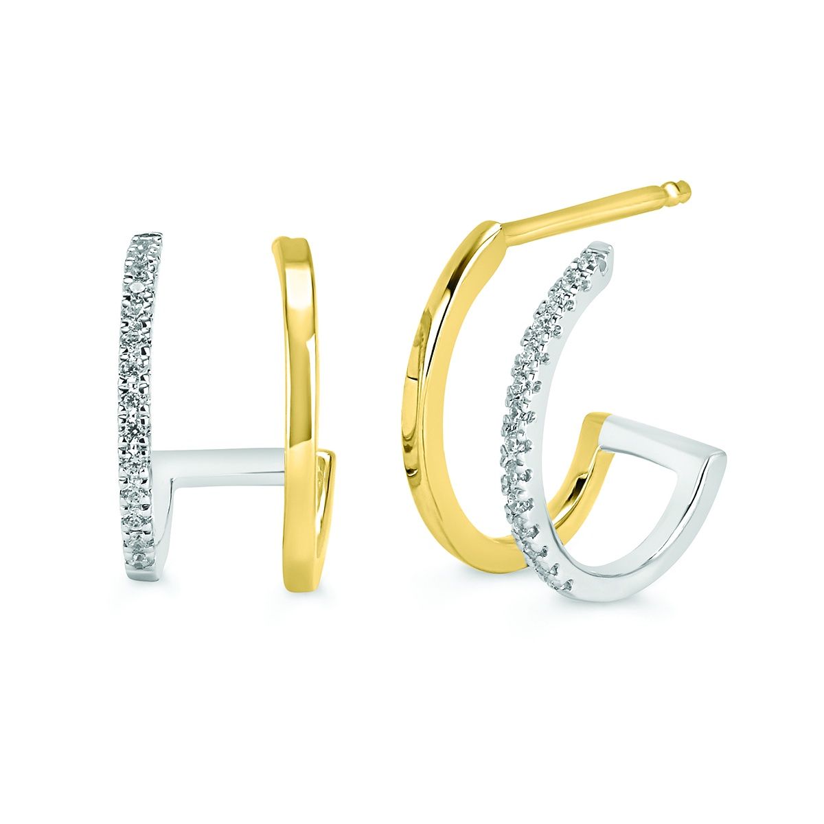 10k Two-Tone  1/8ctw Diamond Earrings