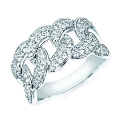 14k WG 3/4ctw Diamond Chain Link Ring