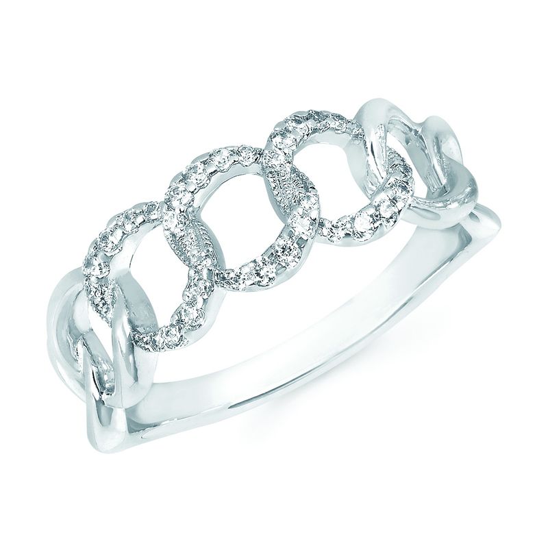 SS 1/6ctw Diamond Interlocking Link Ring