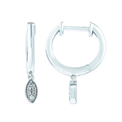 SS 0.05ctw Diamond Hoop Earrings
