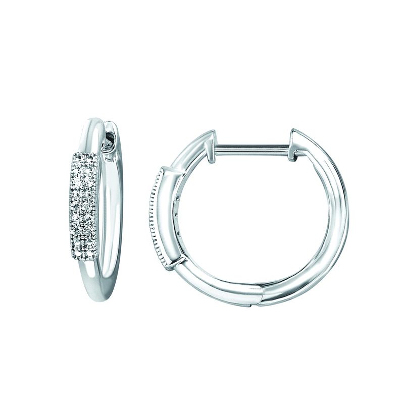 SS 0.04ctw Diamond Hoop Earrings