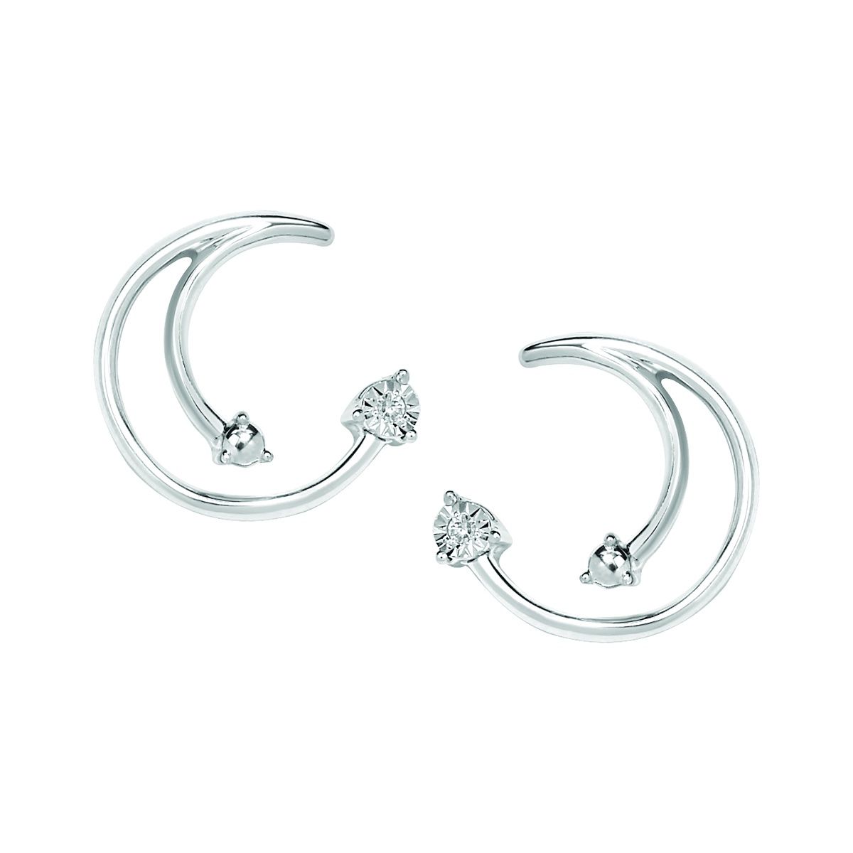 SS 0.01ctw Diamond Swirl Earrings