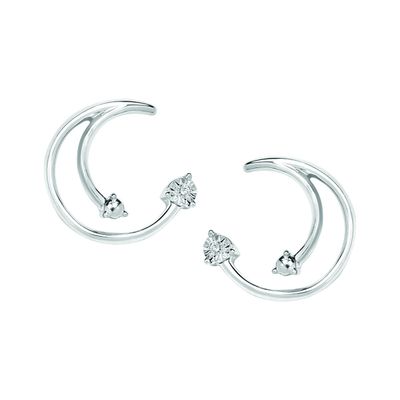 SS 0.01ctw Diamond Swirl Earrings