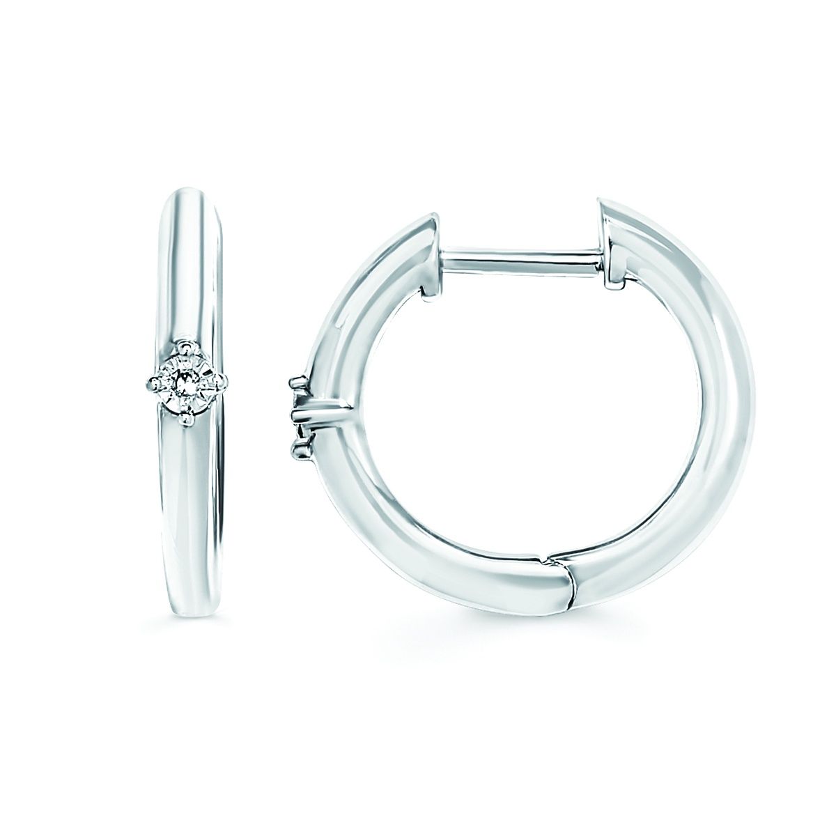 SS 0.01ctw Diamond Hoop Earrings