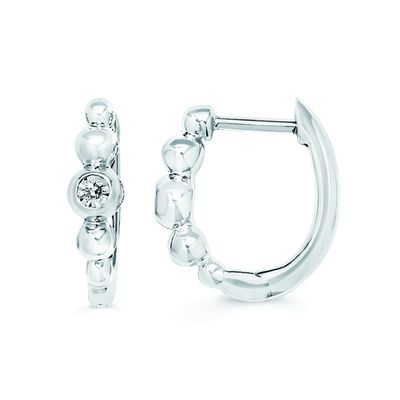 SS 0.01ctw Diamond Radiant Sparkle Hoop Earrings