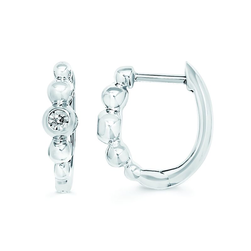 SS 0.01ctw Diamond Radiant Sparkle Hoop Earrings