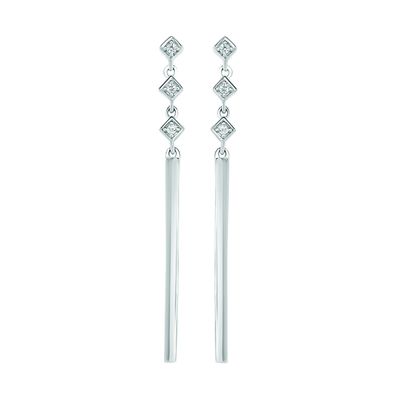 SS 0.05ctw Diamond Dangle Earrings