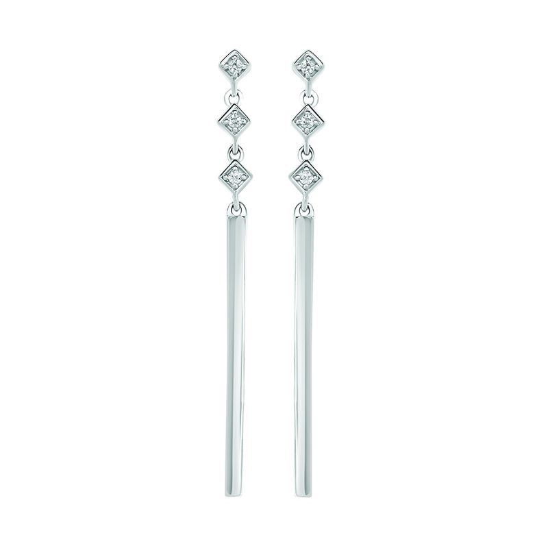 SS 0.05ctw Diamond Dangle Earrings