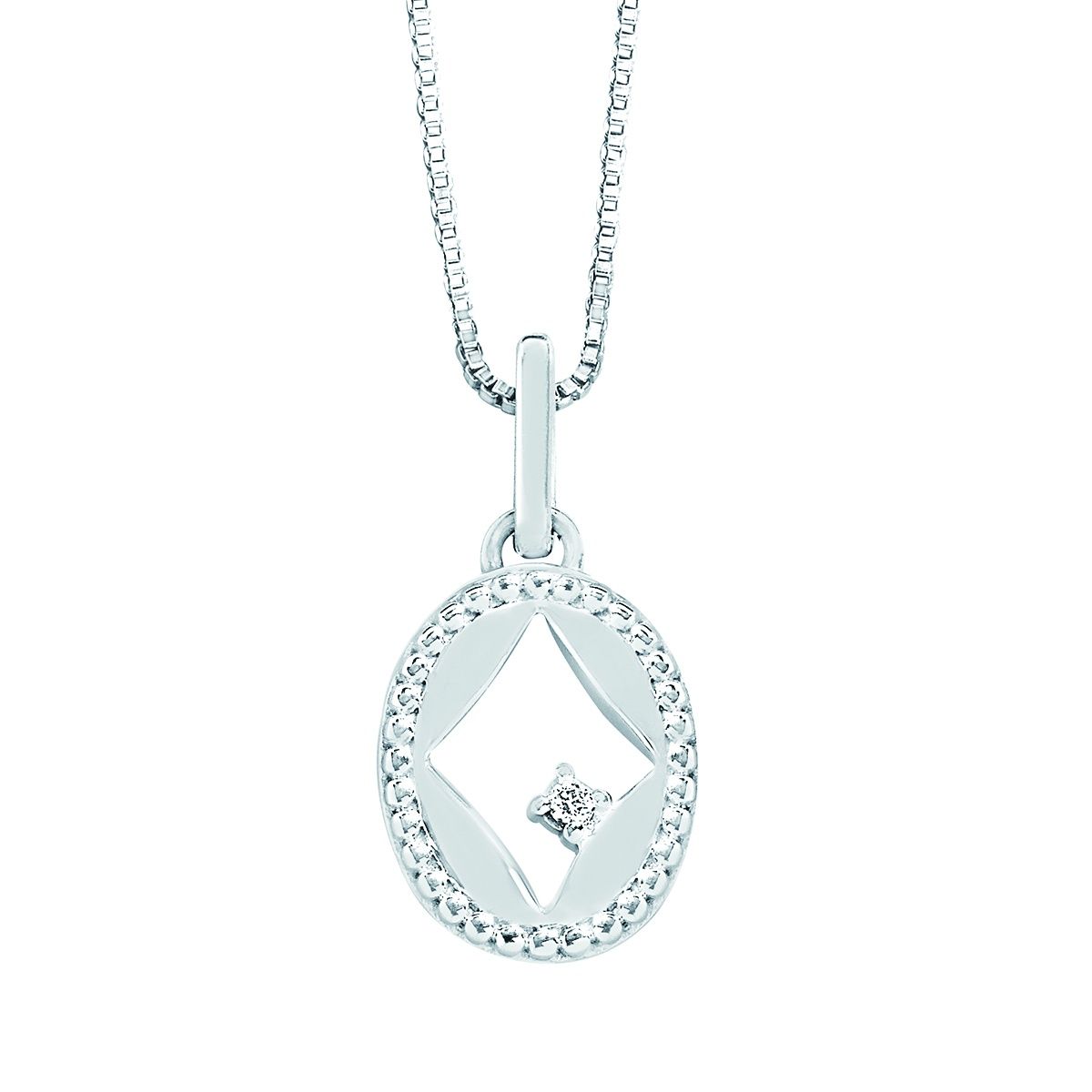 SS 0.01ctw Diamond Radiant Cutout Necklace