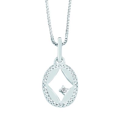 SS 0.01ctw Diamond Radiant Cutout Necklace