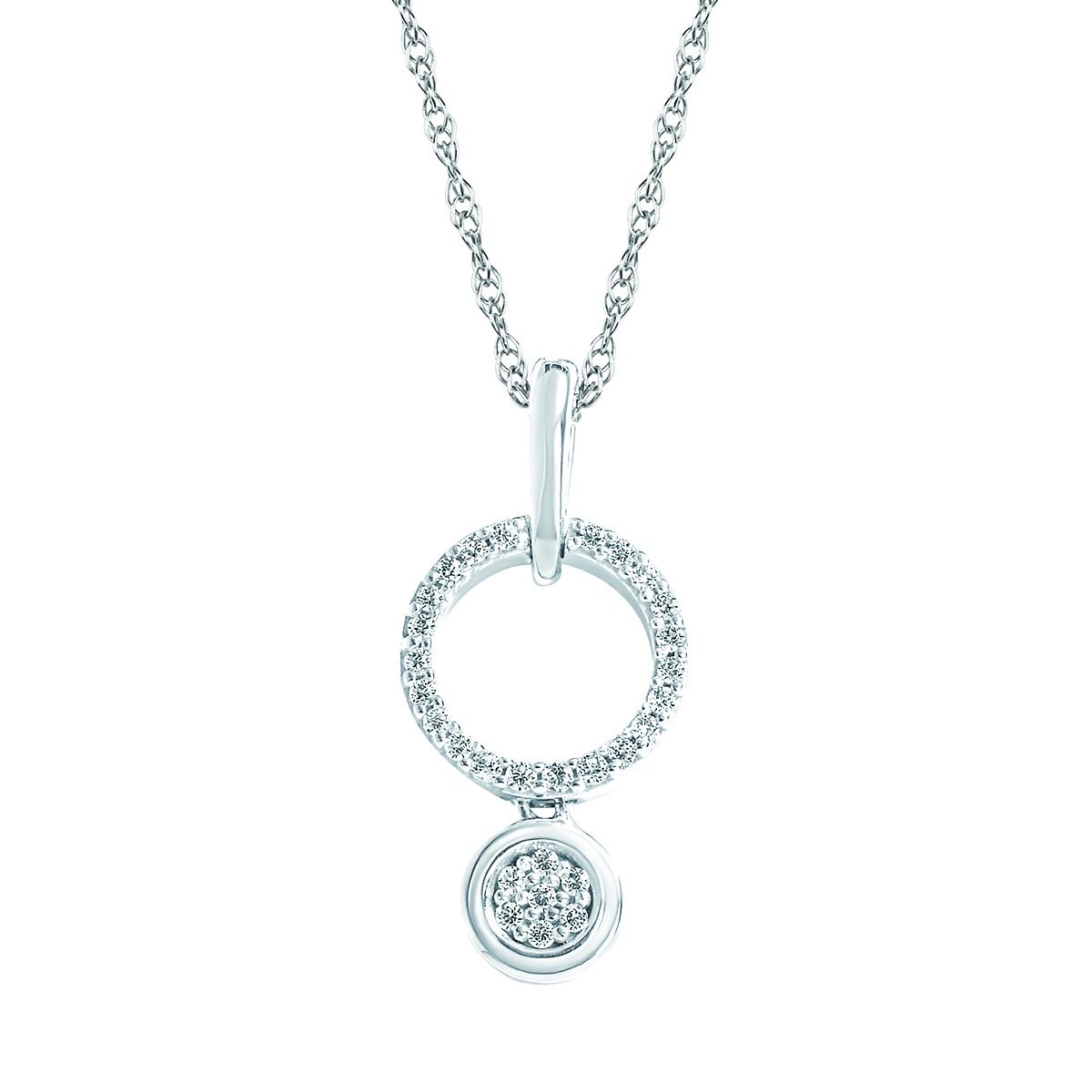 SS 0.09ctw Diamond Radiant Halo Necklace