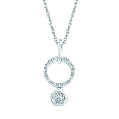 SS 0.09ctw Diamond Radiant Halo Necklace