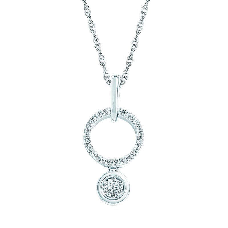 SS 0.09ctw Diamond Radiant Halo Necklace