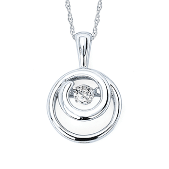 SS 0.07ctw Shimmering Diamonds Circle Pendant 18"