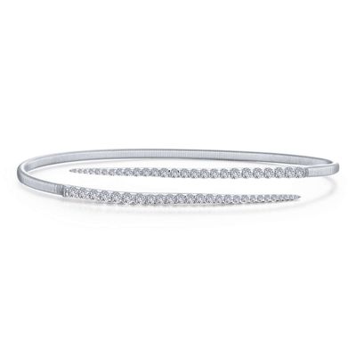 SS 0.98ctw Simulated Diamond Pave Bypass Cuff