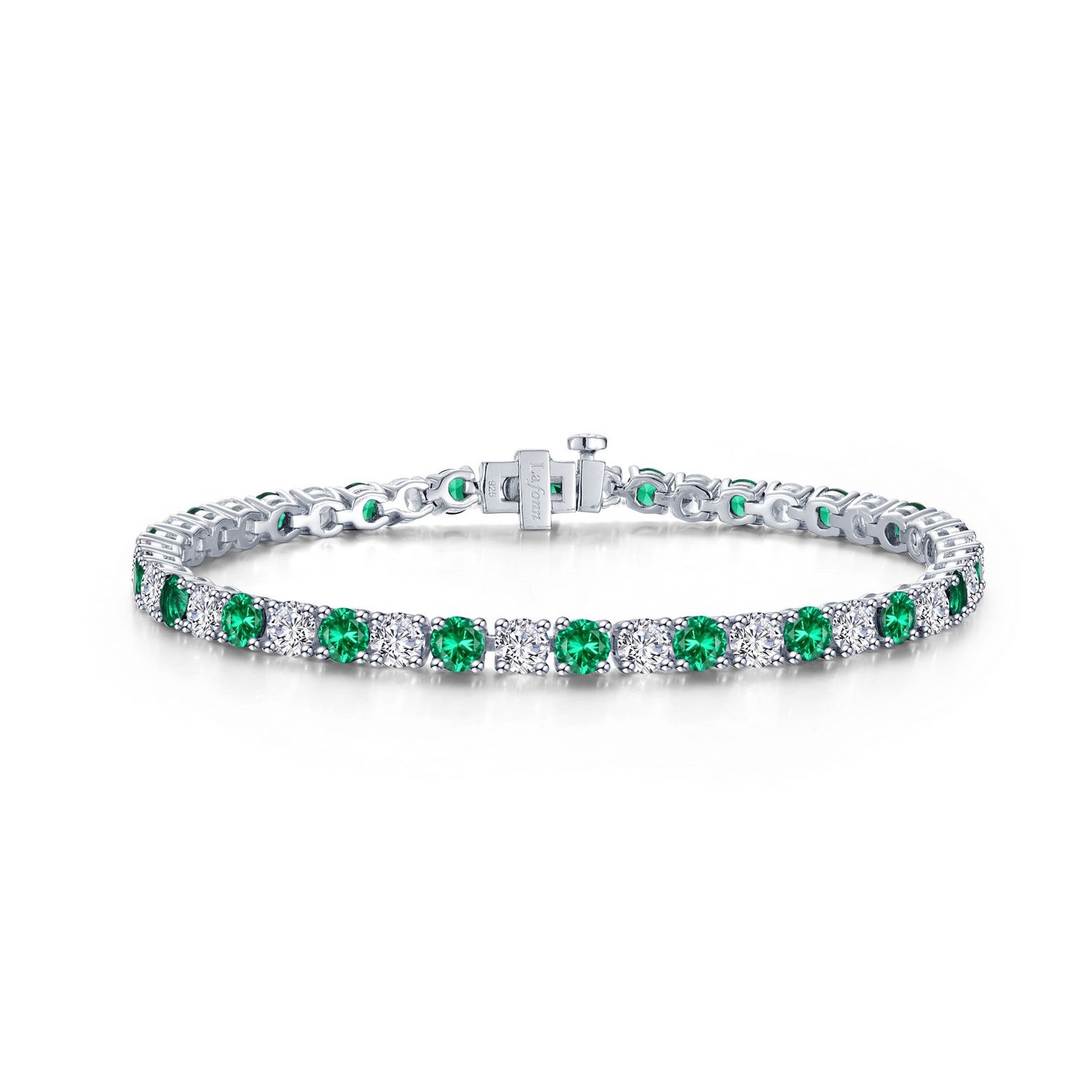 SS 11ctw Simulated Emerald & Diamond Tennis Bracelet