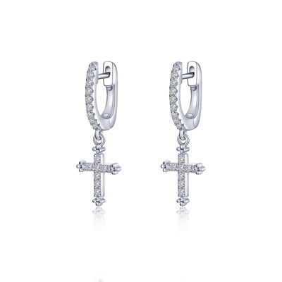 SS 0.32 Simulated Diamond Cross Earrings