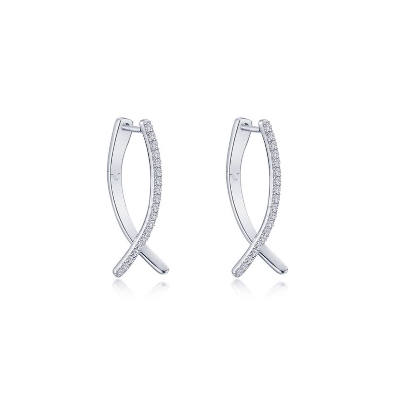 SS Crossover Oval Hoop Earrings