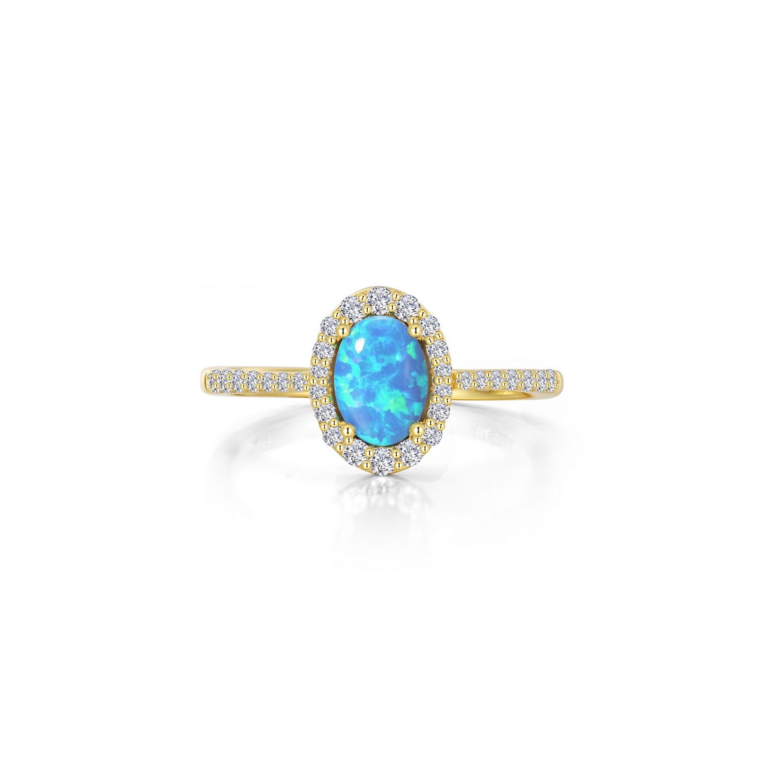 SS Halo Simulated Blue Opal Ring Sz 7
