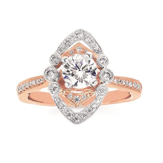 14k Rose & White Gold Forever Elegant Engagement Ring